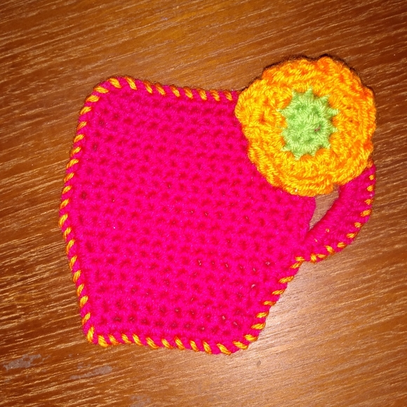 ☕ Coffee Cup Coasters Flower Crochet Set of 4 HANDCRAFTED GIFT! - Picture 5 of 12